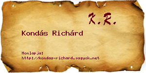 Kondás Richárd névjegykártya