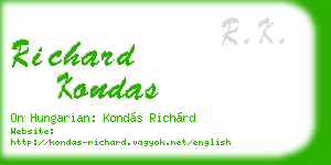 richard kondas business card