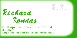 richard kondas business card